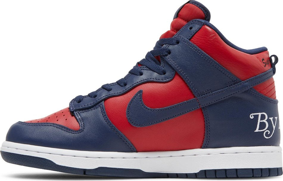 Supreme x Dunk High SB  By Any Means   Red Navy  DN3741-600
